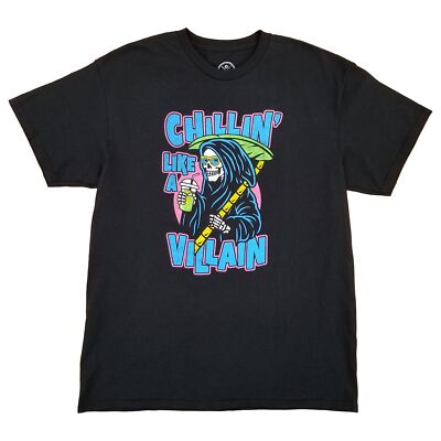 Mens & Big Mens Black Chillin Villain Reaper Graphic Tee S/S T