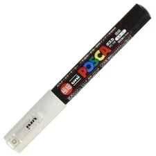 Uni Posca PC1M.1 Water-Based Paint Marker, Extra Fine Point, White