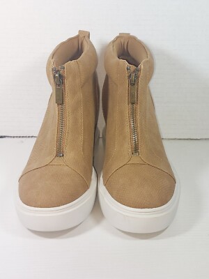 MIX NO. 6 Brunella Wedge Zip Up Sneakers Shoes SIZE 6 1/2M Tan