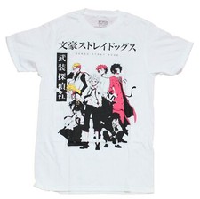 Bungo Stray Dogs Mens T-Shirt -Group Front  Back Under Kanji