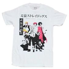 Bungo Stray Dogs Mens T-Shirt -Group Front & Back Under Kanji