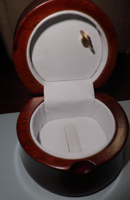 Wooden hinged Ring presentation box with wind-up music 'Love Story' 51004