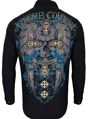 Xtreme Couture by Affliction Men's Button Down Woven Shirt Thor Black