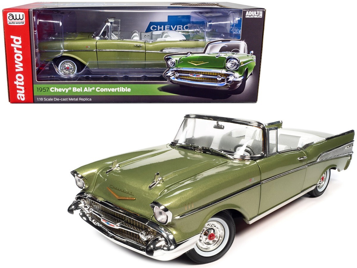 AUTOWORLD 1957 CHEVROLET BEL AIR CONVERTIBLE 1/18 DIECAST LAUREL