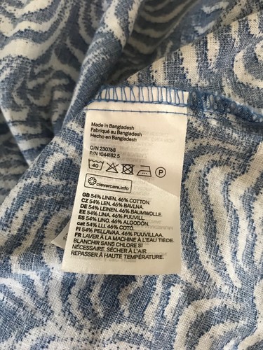 H&M Linen blend, blue and white, button front dress, Size M, fit 14/16 - Picture 7 of 7