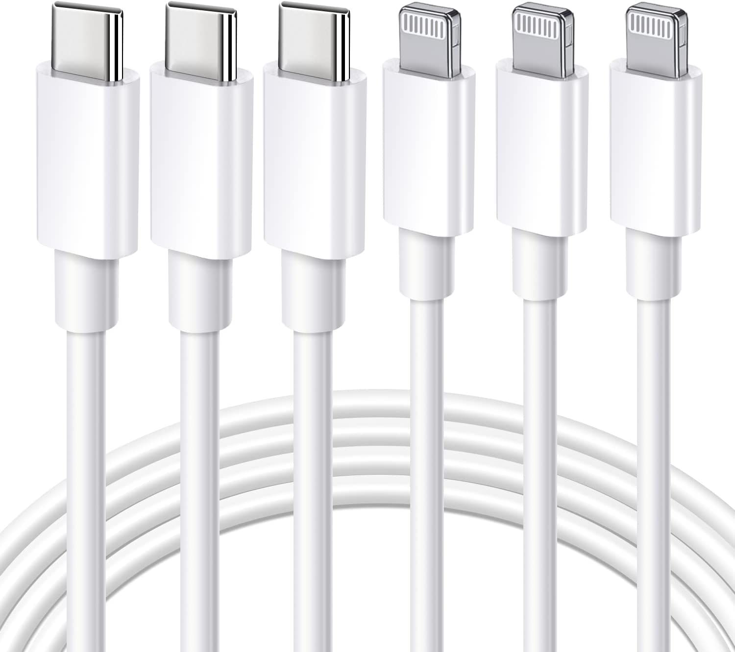 MFi Certified USB C to Lightning Cable 3-Pack 10FT Fast Charger for iPhone-image