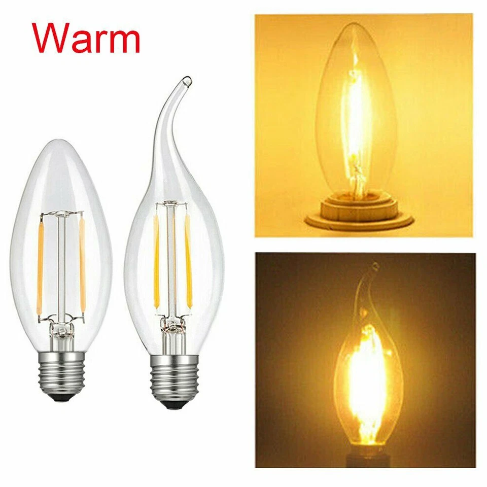 5 pack Edison Light Bulbs E26/E12 LED Candle Lamp Bullet Flame Bulb 2W 4W 6W - Image 2 of 4