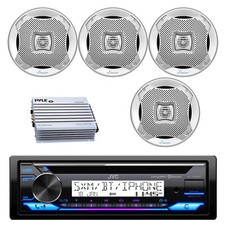 4-Channel 400W Amplifier, JVC Bluetooth Marine Receiver, 5.25" 400W Speakers