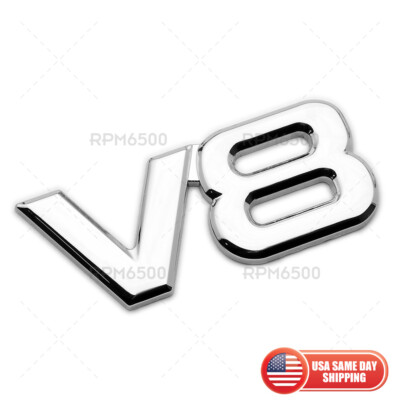 Universal V8 Sport Car Suv Van Truck 3D Decal Badge Emblem Decorate Chrome Metal