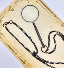 10X Magnifying Glass Necklace Vintage Pendant Magnifier with Chain Hands-...
