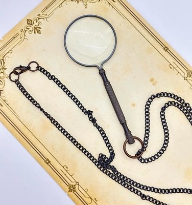 10X Magnifying Glass Necklace   Vintage Pendant Magnifier with Chain   Hands-...