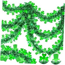33 Ft Tinsel Garland St.Patrick's Day Decoration,Leprechaun Hat Green