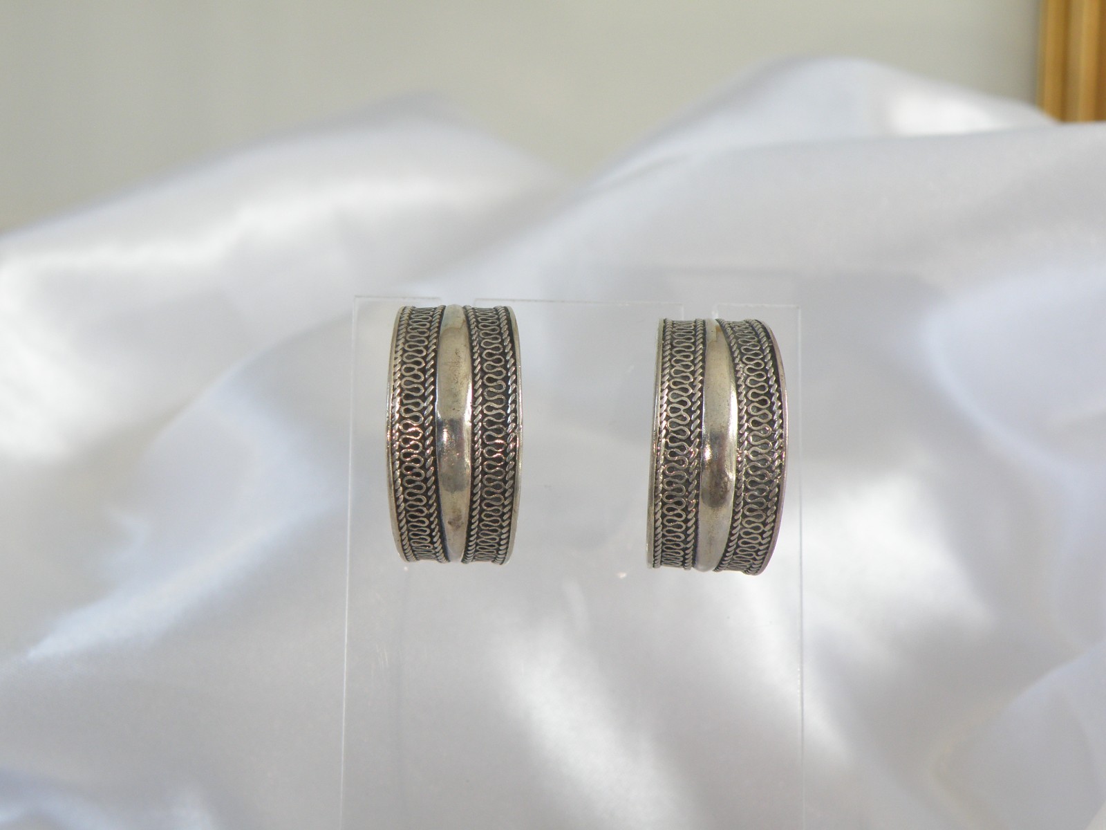 Vintage Solid Sterling Silver 925 Unique Weave Ho… - image 8