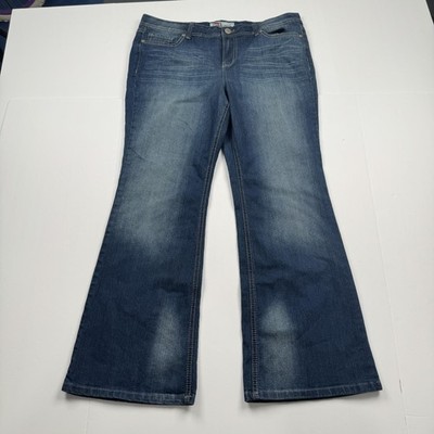 LEI Sophia Jeans Womens 17 Short Blue Flare Distressed Denim Hipster Y2K Style