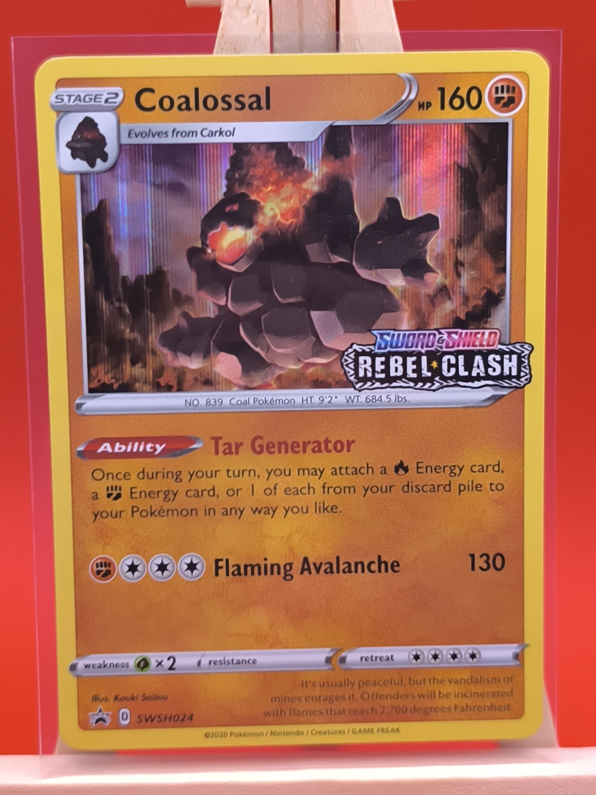 Coalossal SWSH024 Rebel Clash Prerelease Promo Holo Rare Pokemon Card * New *