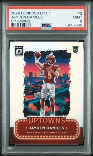 2024 PANINI DONRUSS OPTIC UPTOWNS #2 JAYDEN DANIELS ROOKIE RC PSA 9