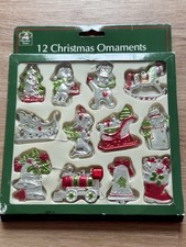 Vintage 12-piece Set Of Metallic Christmas Ornaments 1  2 in Holiday Snowman