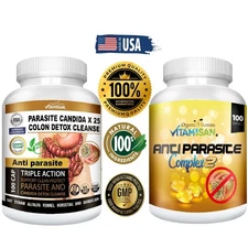 Detox antifungal capsules fungus intestinal support complex  200 caps Duo