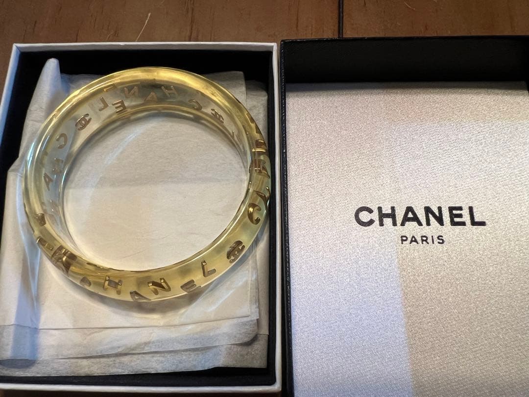 CHANEL Bangle Bracelet with Logo Clear Fashion accessories Acrylic