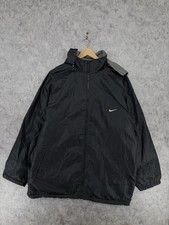 Nike Reversible Windbreaker Jacket Men's 2XL Black Gray Full Zip Made in USA