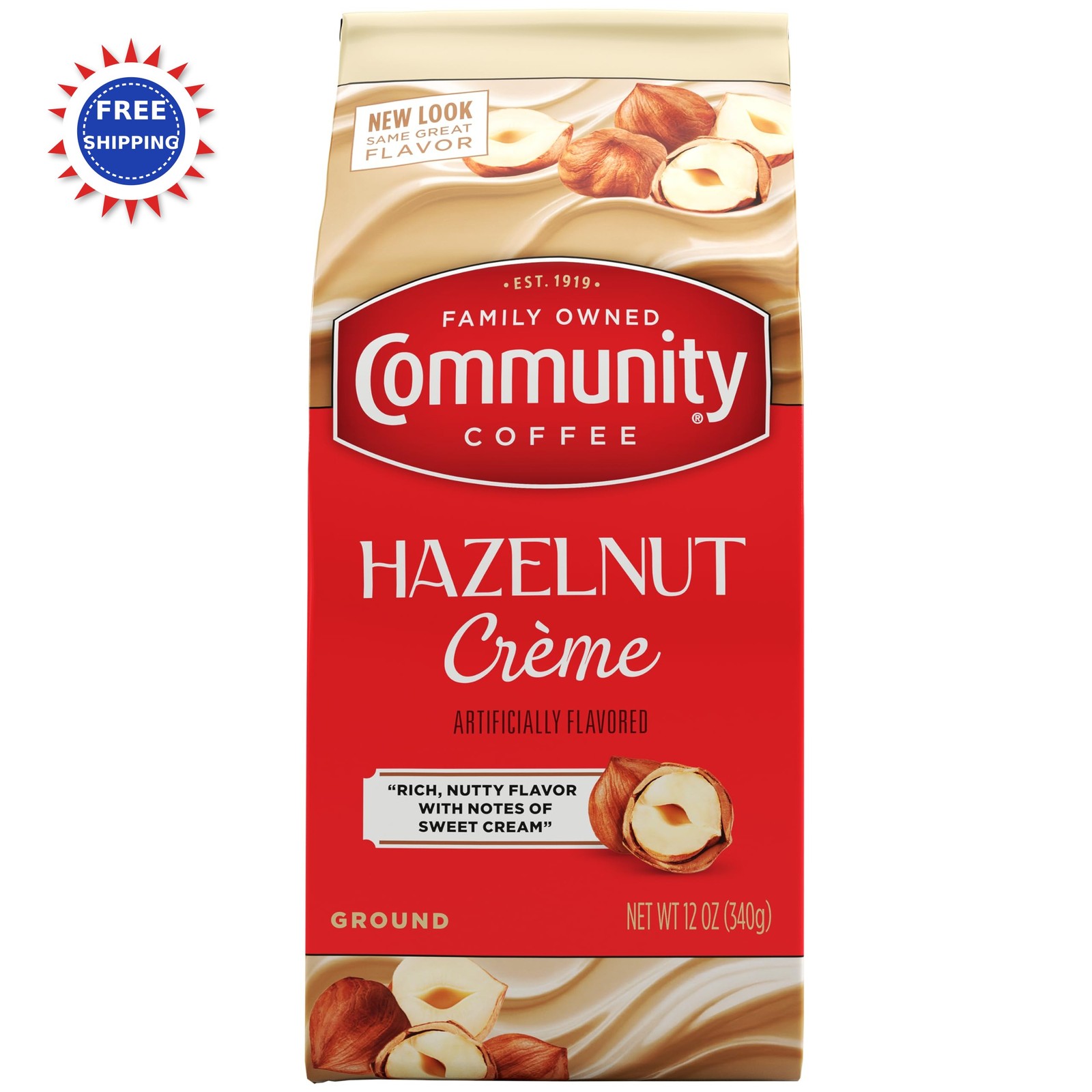 Community Coffee Hazelnut Creme Flavored Ground 12 Ounce Pac