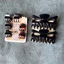 Goody Hair Claw Clips Set Black Clear Brown Plastic With Teeth