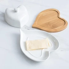 Butter Dish White Reusable Heart Multifunctional Decorative Butter Holder for