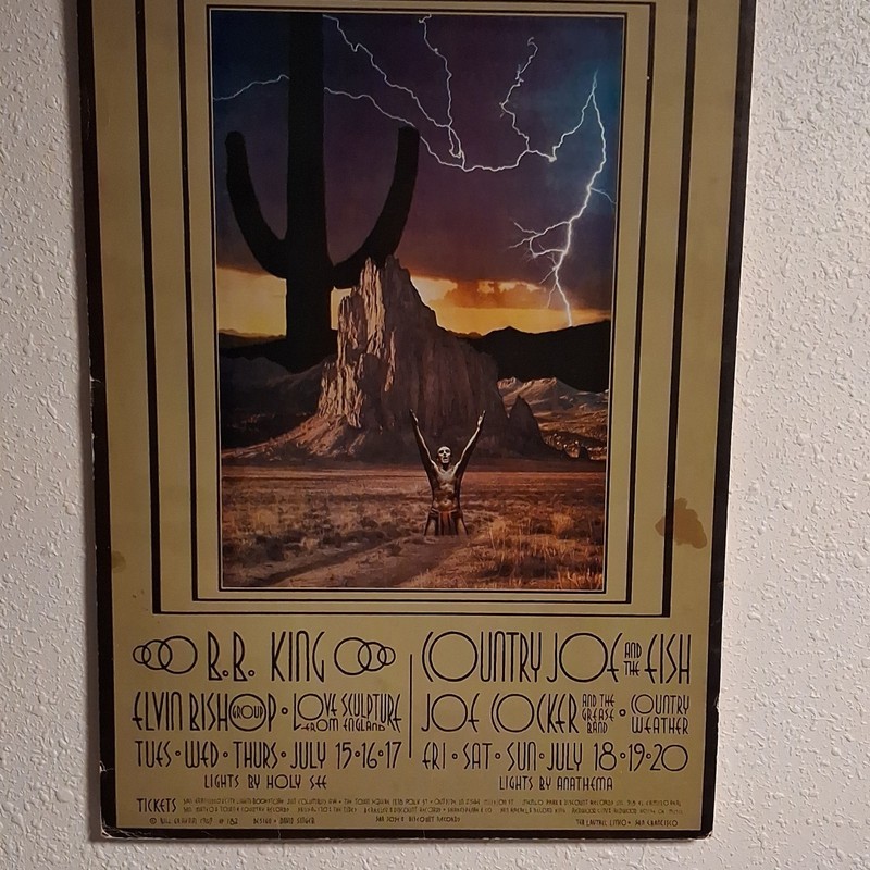 Vintage Music Concert Poster: R.B. King, Elvin Bishop, Joe Cocker, Country Joe