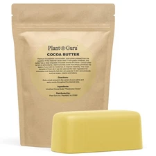 Plant Guru Raw Cocoa Butter - 1 lb Bar, 100% Pure Natural Unrefined FOOD GRADE A