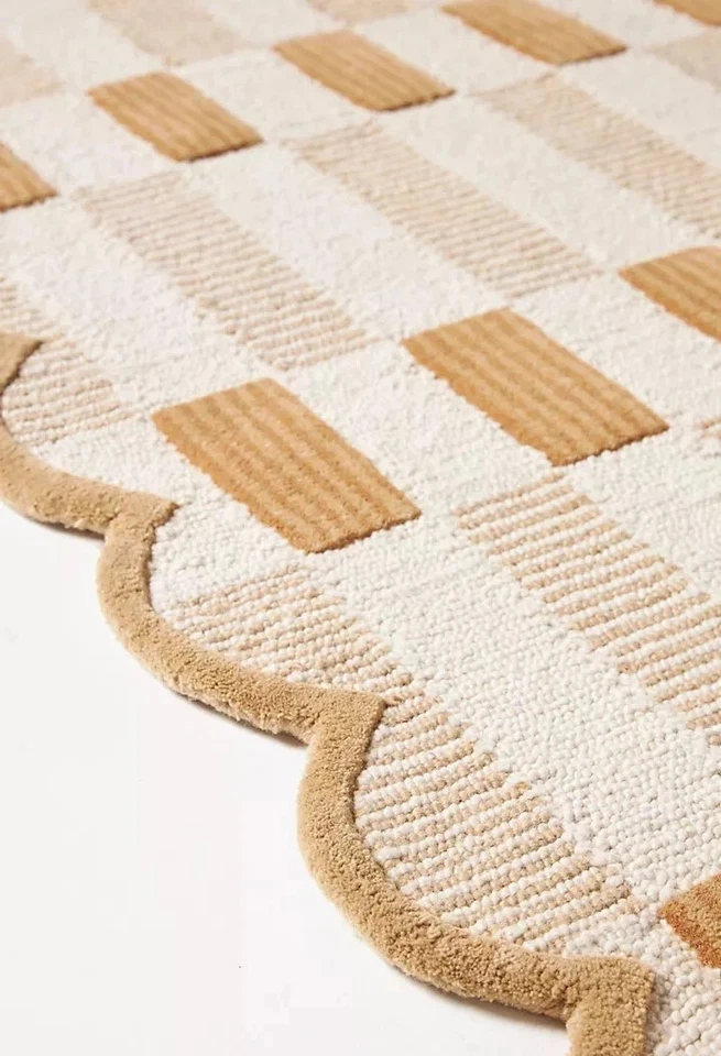 Alfombra de lana irregular hecha a mano a cuadros Matilda Goad | 5x8/6x9/9x12/10x14 Foto 2 de 4