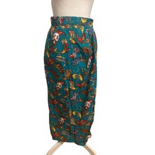 Verge sz 10 Vintage Cowboy retro rockabilly boot novelty print wrap midi skirt