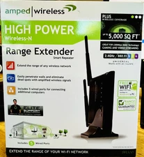 AMPED WIRELESS WiFi RANGE EXTENDER-SR300 UNIVERSAL HIGH POWER BOOST UP TO 5K FT