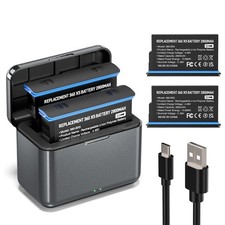 2 Pack 2800mAh 360 X5 Battery Compatible with Insta360 X5 with DualSlot Charg...
