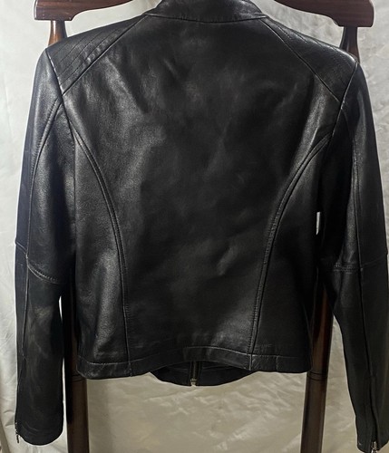 Giacca donna pelle Small Wilson nera Maxima Biker classica, strappo @ tasca - Foto 3 di 6
