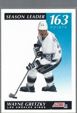 1991-92 Score American - Season Leader Wayne Gretzky #406 Los Angeles Kings