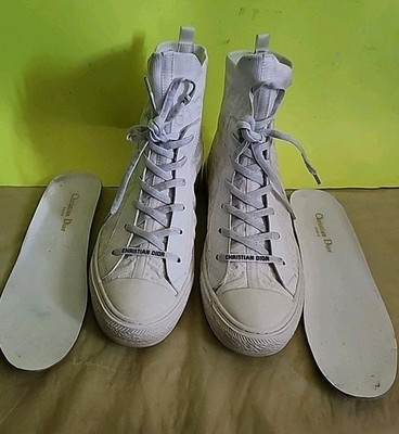 Dior WALK'N'DIOR White High Top Canvas Sneaker SZ 43  L@@k !!
