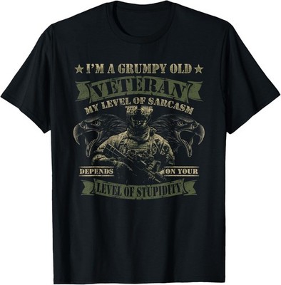 Grumpy Old Veteran Level Sarcasm Depends on Your Stupidity Gift Unisex T-Shirt