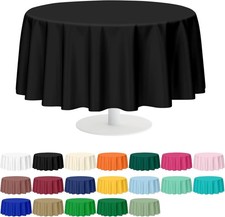 Mulbozy 2 Pcs Black Round Tablecloth, 84 inches Disposable 84 Round,