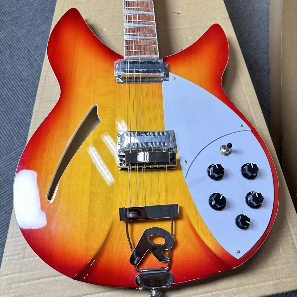 US spot 360 ElectricGuitarTremolos System Bridge Cherry Sunburst Color12 Strings - Image 3 of 4