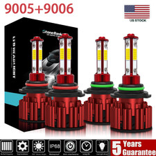 9006 9005 LED Headlight KIT Combo Bulbs 10000K High Low Beam Super Bright White