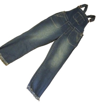 YMI Dream Vintage Stretch Denim Overalls Medium Wash Frayed Hem Womens Size M