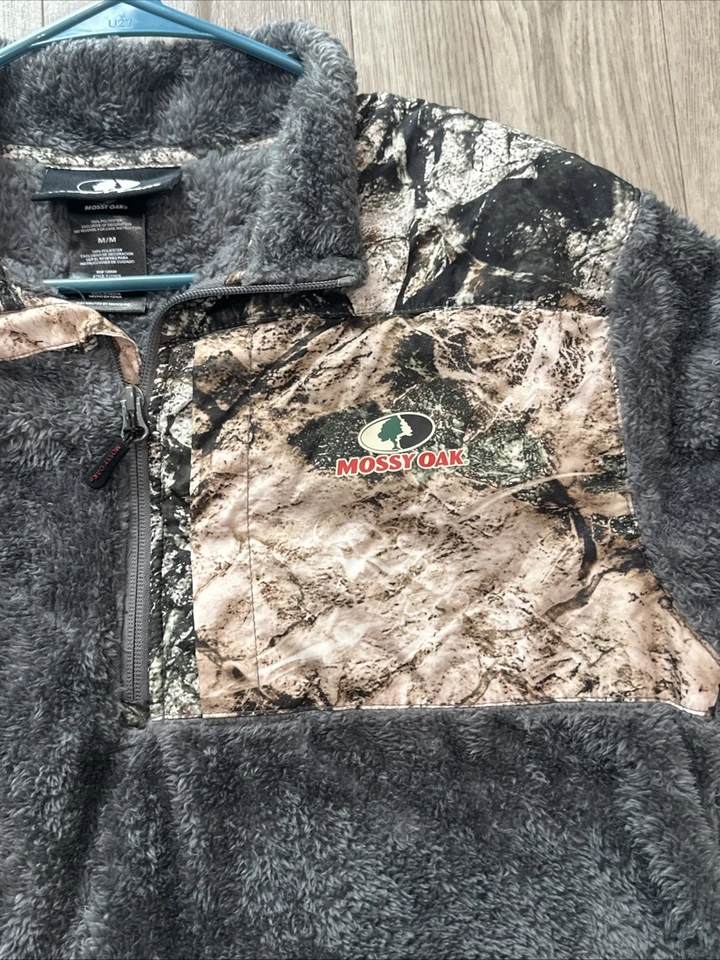 Mossy Oak Men’s Sherpa 1/4 Zip Pullover, Mossy Oak New Bottomland Medium - Image 3 of 4