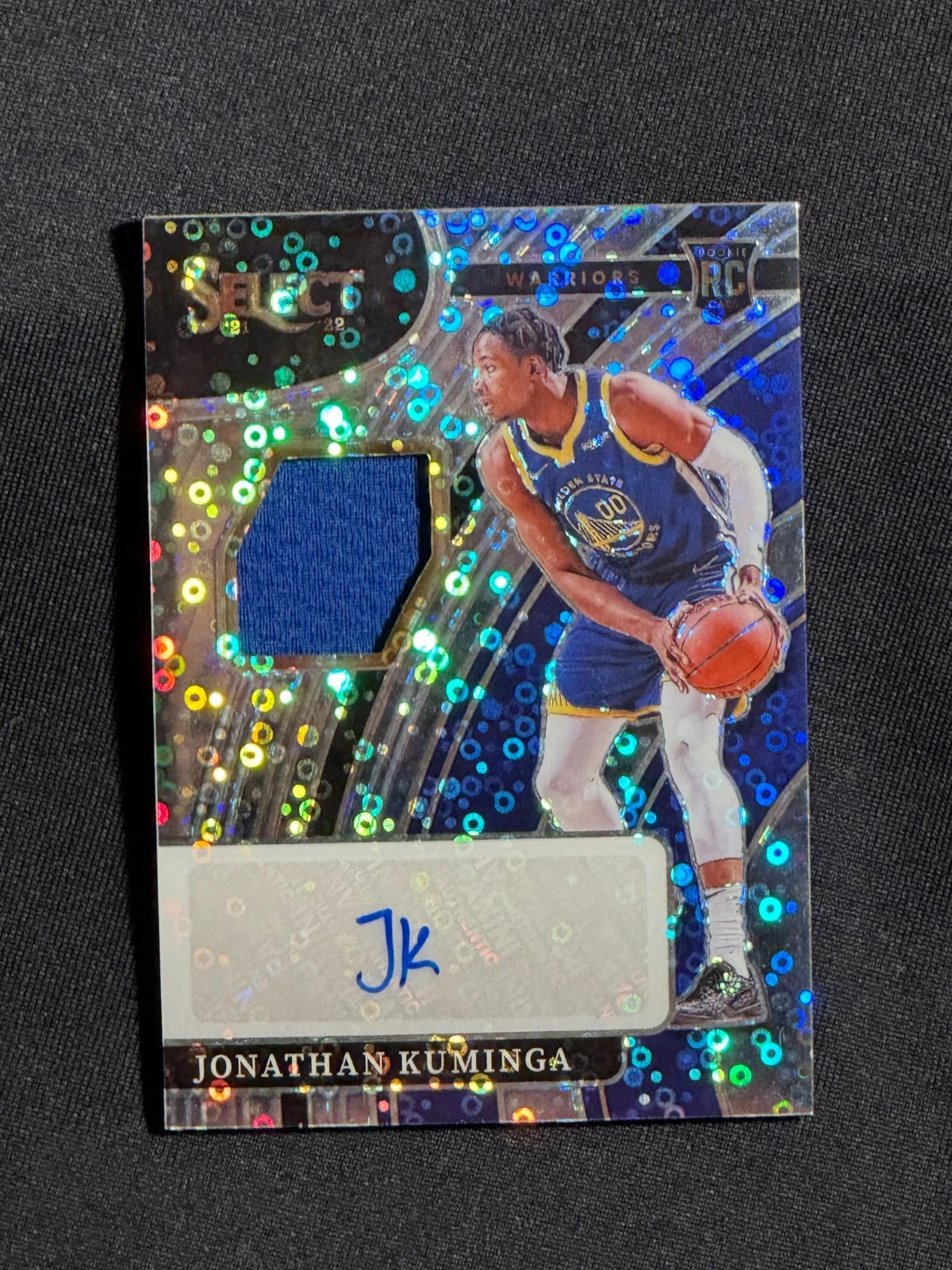 2021-22 Panini Select Jonathan Kuminga Rookie Jersey Auto Disco Prizm RC
