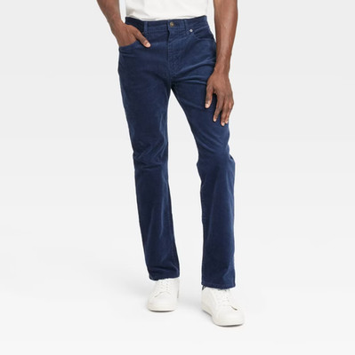 Goodfellow & Co Corduroy Pilot Pants Men's Navy Straight Fit 5-Pocket Fighter