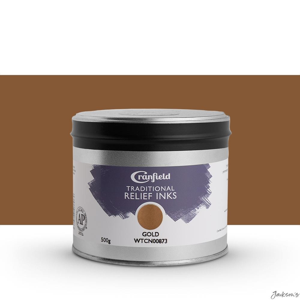 Cranfield Traditional Relief Ink Linseed Oil 500g Gold For Lino Woodblock Pri...