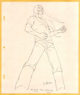 Metalocalypse Original Animation Art by Songgu Kwon: Toki Playing Guitar