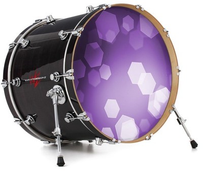 Vinyl Decal Skin for 24'' Bass Kick Drum Head Bokeh Hex Purple