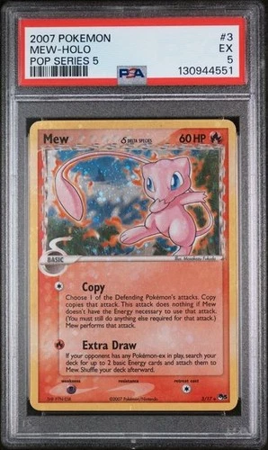 Mew #3/17 Pokemon TCG Pop Series 5 CORRECTED BACK HOLO BLEED Holo Rare PSA 5