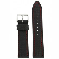 Watch Band for Seiko SNQ097 SNQ099 Red Blue stitch Black Carbon Fiber pattern 
