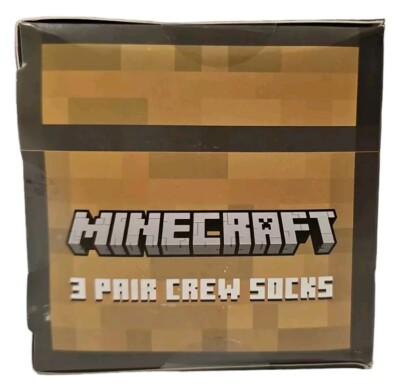 Mojang Minecraft 3 Pack Mens Crew Socks Size 10-13 Novelty BioWorld New
